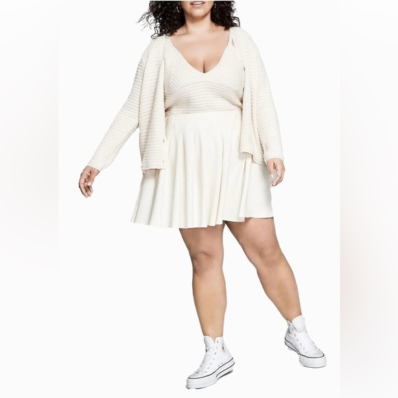 NWT  AND NOW THIS PLUS PLEATED TENNIS SKIRT Size 2X Bone (Ivory) - Picture 1 of 2